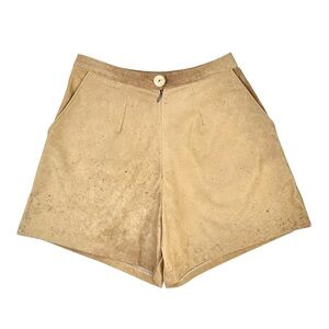 UPCYCLED LEATHER Girl Of The Earth Reclaimed Vintage Tan Brown High Rise Shorts